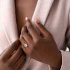 Emerald Open Bypass Solitaire in 14K White Gold wearing