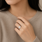 Oval Open Bypass Solitaire in 14K White Gold wearing