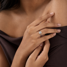 Emerald Open Double Shank Solitaire in 14K White Gold wearing