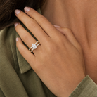 Pear Split Pavé Bypass Solitaire in 14K Yellow Gold wearing