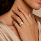 Emerald & Pear Clean Toi Et Moi in 14K Rose Gold wearing