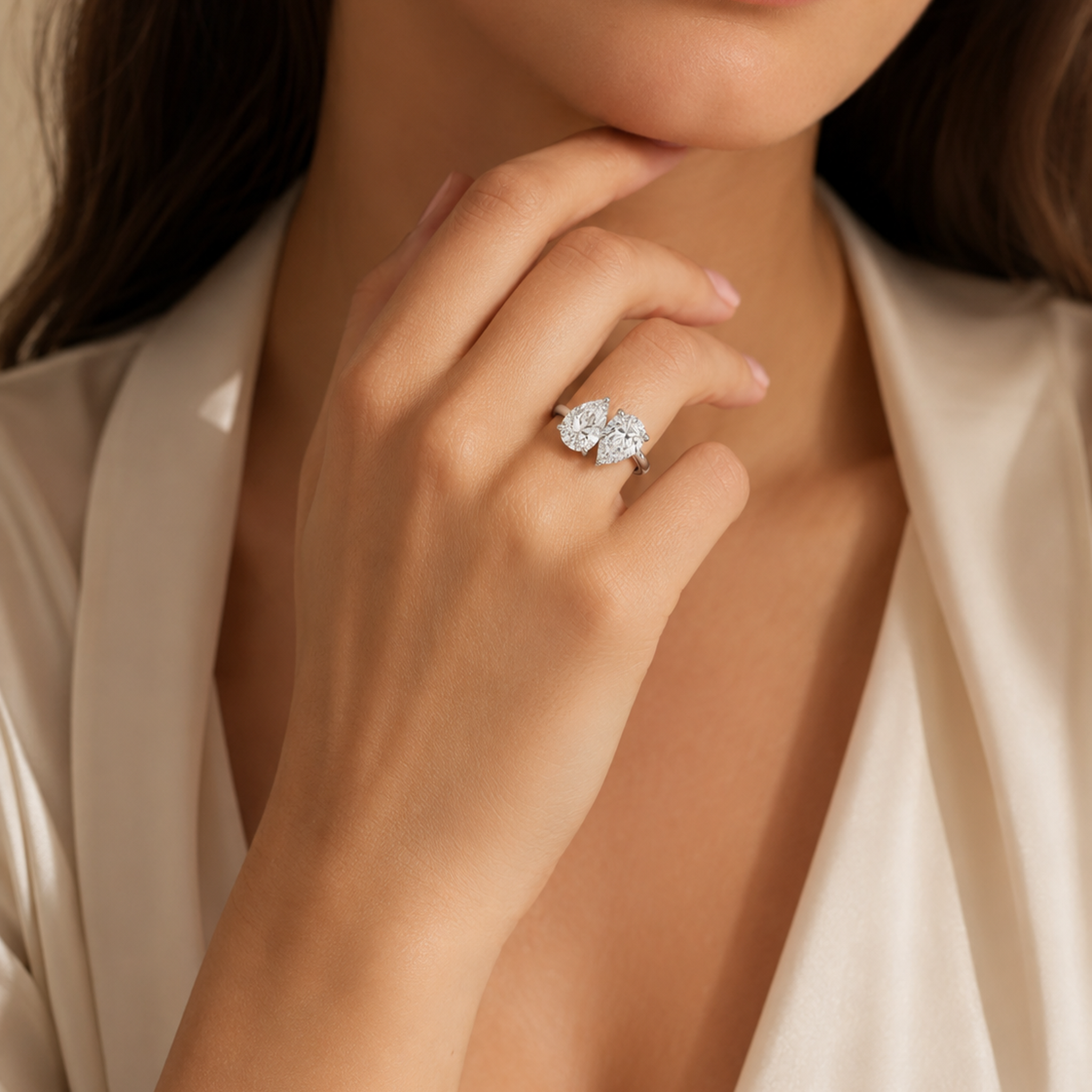 Pear & Pear Clean Toi Et Moi in 14K Rose Gold wearing