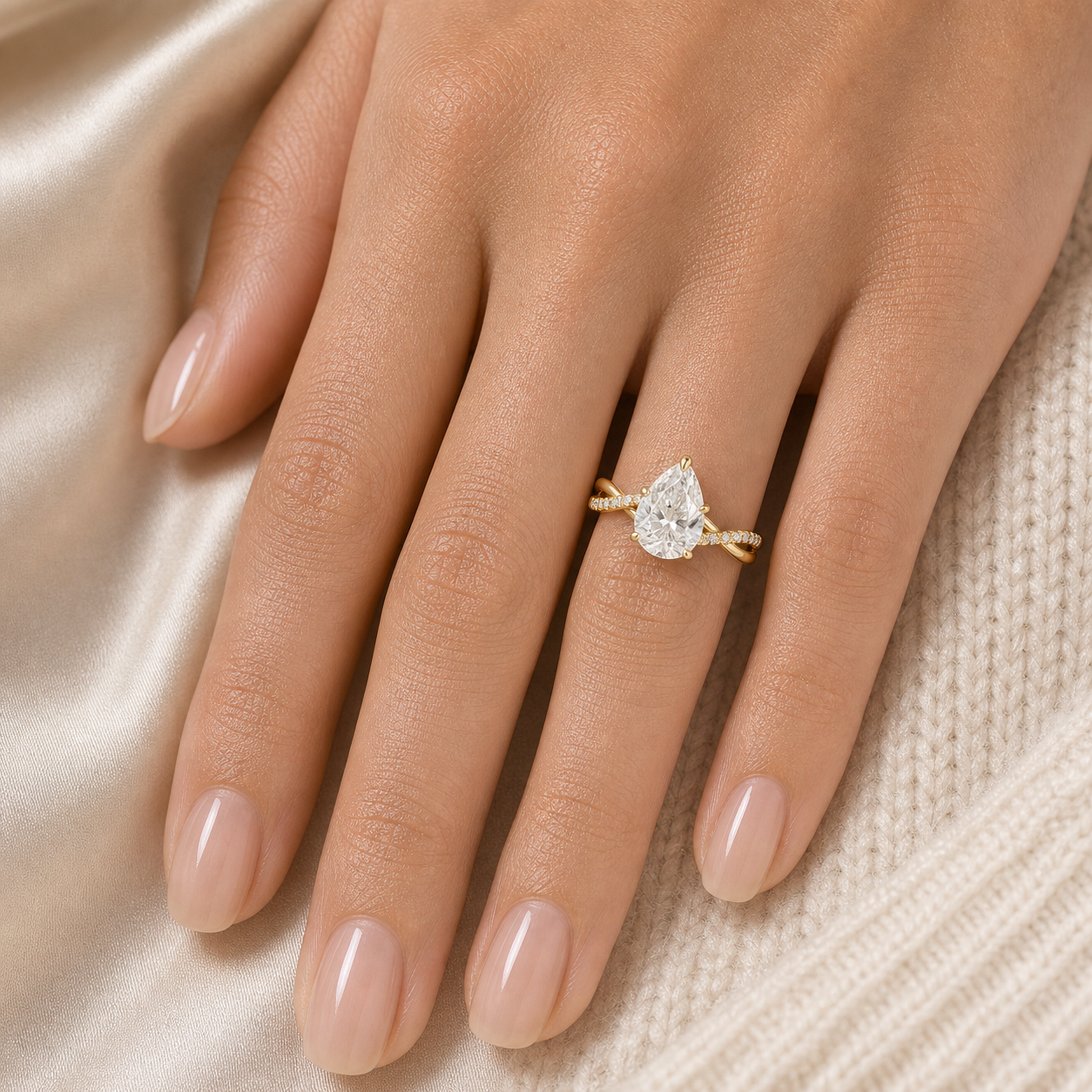 Pear Twisted Vine Accented in 14K Yellow Gold wearing