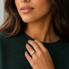 Oval Composite Three Stone Ring in 14K Yellow Gold wearing