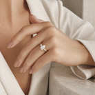 Pear Kite Side Three Stone Large Sides in 14K Rose Gold wearing