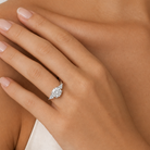 Round Kite Side Three Stone Large Sides in Platinum wearing