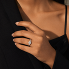 Round Kite Side Three Stone Small Sides in 18K White Gold wearing