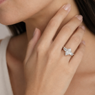 Marquise Willow Composite Three Stone in 14K White Gold wearing
