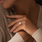 Pear Trillion Three Stone Large Sides in Platinum wearing
