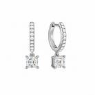 Fiorella Asscher Accented Drop Huggie Hoop Lab-Grown Diamond Earrings in Platinum, front view