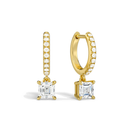 Fiorella Asscher Accented Drop Huggie Hoop Lab-Grown Diamond Earrings in 18K Yellow Gold, front view