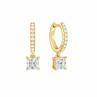 Fiorella Asscher Accented Drop Huggie Hoop Lab-Grown Diamond Earrings in 18K Yellow Gold, front view