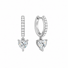 Fiorella Heart Accented Drop Huggie Hoop Lab-Grown Diamond Earrings in 14K White Gold, front view