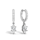 Fiorella Marquise Accented Drop Huggie Hoop Lab-Grown Diamond Earrings in Platinum, front view