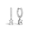 Fiorella Oval Accented Drop Huggie Hoop Lab-Grown Diamond Earrings in 14K White Gold, front view