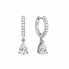 Fiorella Pear Accented Drop Huggie Hoop Lab-Grown Diamond Earrings in Platinum, front view