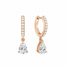 Fiorella Pear Accented Drop Huggie Hoop Lab-Grown Diamond Earrings in 14K Rose Gold, front view