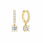 Fiorella Round Accented Drop Huggie Hoop Lab-Grown Diamond Earrings in 14K Yellow Gold, front view