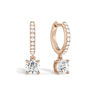 Fiorella Round Accented Drop Huggie Hoop Lab-Grown Diamond Earrings in 14K Rose Gold, front view
