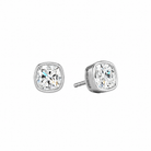 Jolie Cushion Bezel Solitaire Lab-Grown Diamond Stud Earrings in 14K White Gold, front view