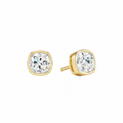 Jolie Cushion Bezel Solitaire Lab-Grown Diamond Stud Earrings in 18K Yellow Gold, front view