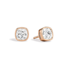 Jolie Cushion Bezel Solitaire Lab-Grown Diamond Stud Earrings in 14K Rose Gold, front view