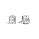 Jolie Emerald Bezel Solitaire Lab-Grown Diamond Stud Earrings in Platinum, front view