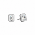 Jolie Emerald Bezel Solitaire Lab-Grown Diamond Stud Earrings in 14K White Gold, front view