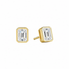 Jolie Emerald Bezel Solitaire Lab-Grown Diamond Stud Earrings in 14K Yellow Gold, front view