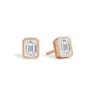Jolie Emerald Bezel Solitaire Lab-Grown Diamond Stud Earrings in 14K Rose Gold, front view