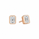 Jolie Emerald Bezel Solitaire Lab-Grown Diamond Stud Earrings in 14K Rose Gold, front view