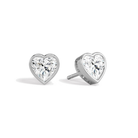 Jolie Heart Bezel Solitaire Lab-Grown Diamond Stud Earrings in 14K White Gold, front view