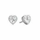 Jolie Heart Bezel Solitaire Lab-Grown Diamond Stud Earrings in 18K White Gold, front view