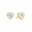 Jolie Heart Bezel Solitaire Lab-Grown Diamond Stud Earrings in 18K Yellow Gold, front view