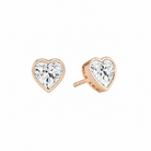 Jolie Heart Bezel Solitaire Lab-Grown Diamond Stud Earrings in 14K Rose Gold, front view
