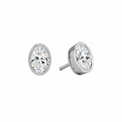 Jolie Oval Bezel Solitaire Lab-Grown Diamond Stud Earrings in Platinum, front view