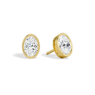 Jolie Oval Bezel Solitaire Lab-Grown Diamond Stud Earrings in 14K Yellow Gold, front view