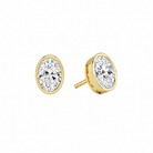 Jolie Oval Bezel Solitaire Lab-Grown Diamond Stud Earrings in 14K Yellow Gold, front view
