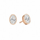 Jolie Oval Bezel Solitaire Lab-Grown Diamond Stud Earrings in 14K Rose Gold, front view