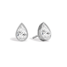 Jolie Pear Bezel Solitaire Lab-Grown Diamond Stud Earrings in 18K White Gold, front view
