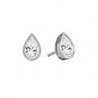 Jolie Pear Bezel Solitaire Lab-Grown Diamond Stud Earrings in 14K White Gold, front view