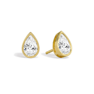 Jolie Pear Bezel Solitaire Lab-Grown Diamond Stud Earrings in 14K Yellow Gold, front view