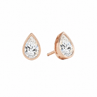 Jolie Pear Bezel Solitaire Lab-Grown Diamond Stud Earrings in 14K Rose Gold, front view