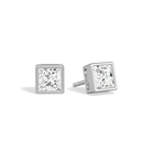 Jolie Princess Bezel Solitaire Lab-Grown Diamond Stud Earrings in Platinum, front view
