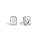Jolie Radiant Bezel Solitaire Lab-Grown Diamond Stud Earrings in 14K White Gold, front view