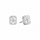 Jolie Radiant Bezel Solitaire Lab-Grown Diamond Stud Earrings in 14K White Gold, front view