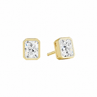 Jolie Radiant Bezel Solitaire Lab-Grown Diamond Stud Earrings in 18K Yellow Gold, front view