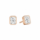 Jolie Radiant Bezel Solitaire Lab-Grown Diamond Stud Earrings in 14K Rose Gold, front view