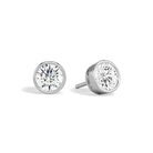 Jolie Round Bezel Solitaire Lab-Grown Diamond Stud Earrings in 14K White Gold, front view