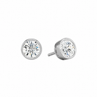 Jolie Round Bezel Solitaire Lab-Grown Diamond Stud Earrings in 14K White Gold, front view